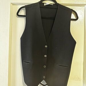 Zara Black Button-Up Vest